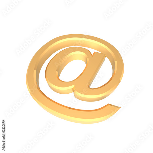 Gold e-mail sign isolated on white