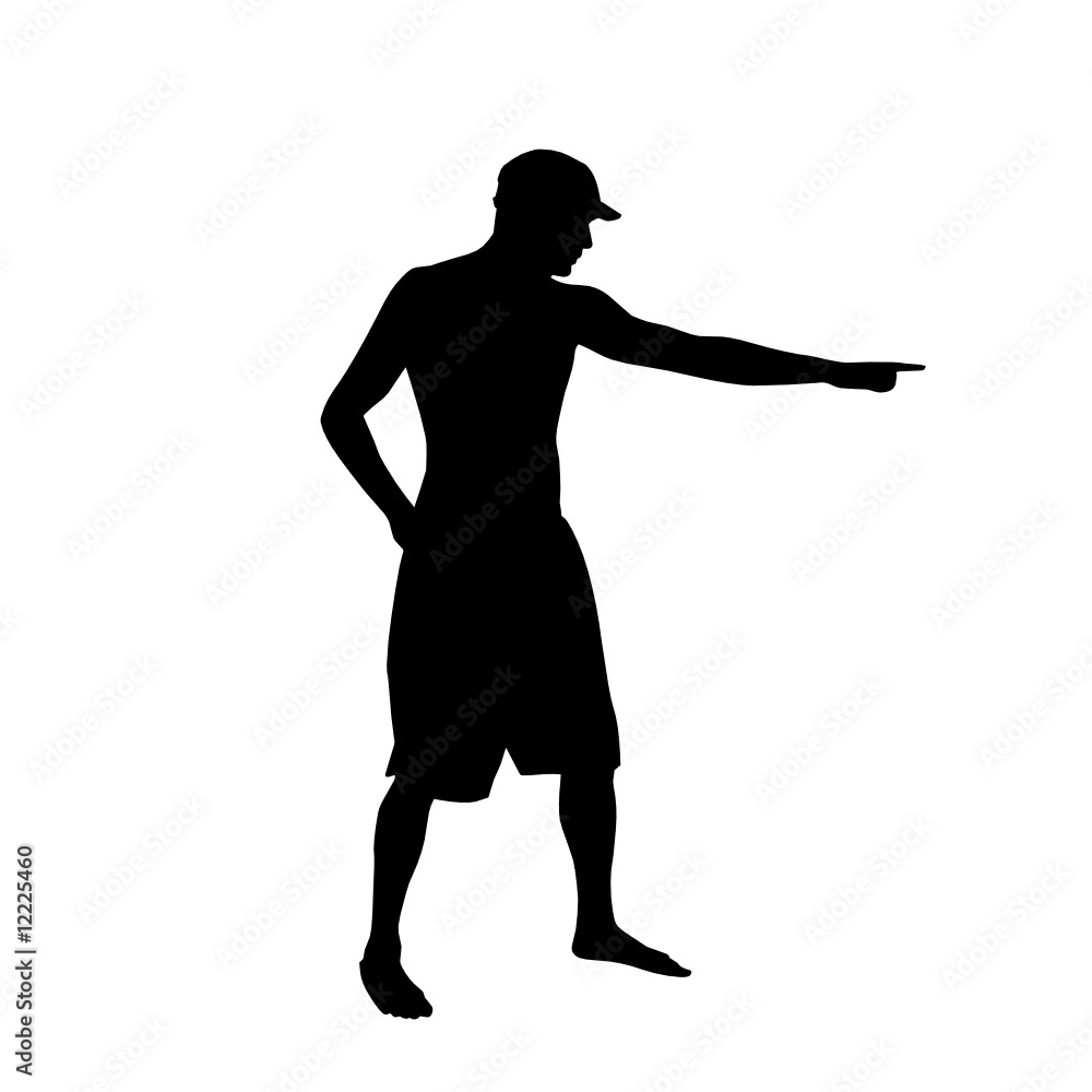 silhouette of pointing man - vector