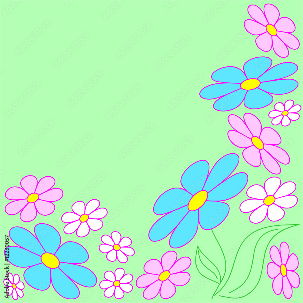 spring floral pattern on green