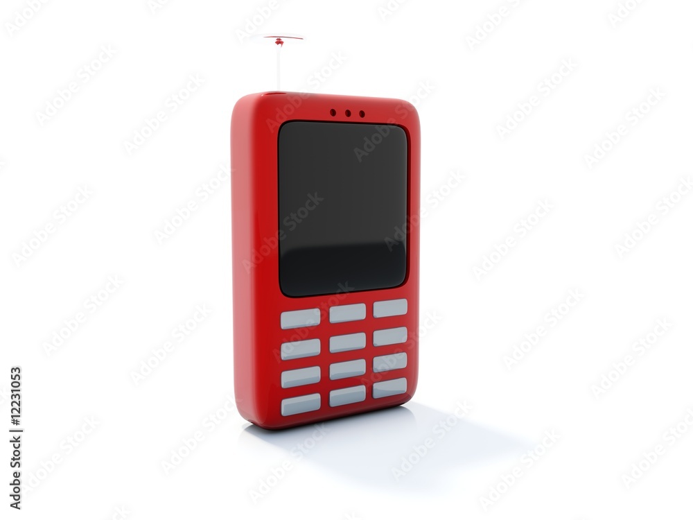 Red telephone icon isolated on white Red telephone icon isolated on white