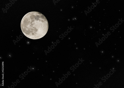 Near full moon on a large star field #12232896