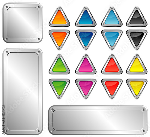 Metal plate and chrome buttons