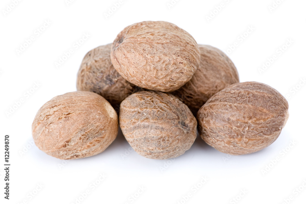 Close-up shot of few nutmegs Close-up shot of few nutmegs