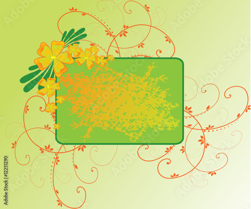 green greeting card with floral elements