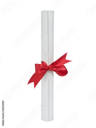 Diploma over white