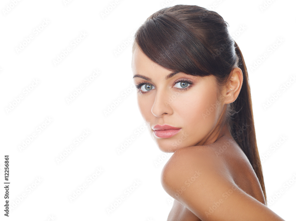 Portrait of beautiful and sexy woman on white Portrait of beautiful and sexy woman on white