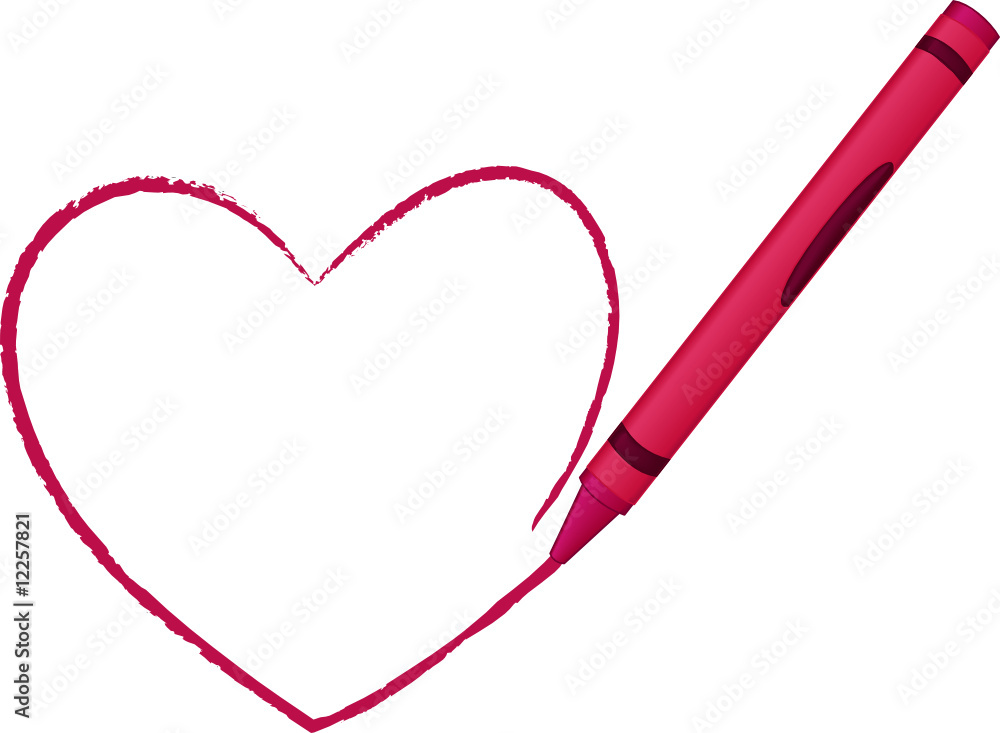 Heart drawn by Crayon - vector illustration