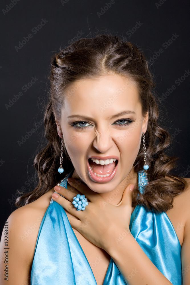 Young Woman In Blue Dress Young Woman In Blue Dress