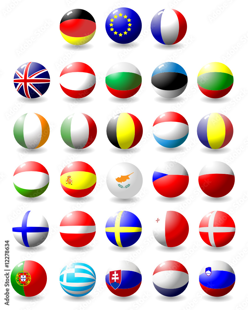 EU Europa Icons Flaggen Fahnen - obrazy, fototapety, plakaty 