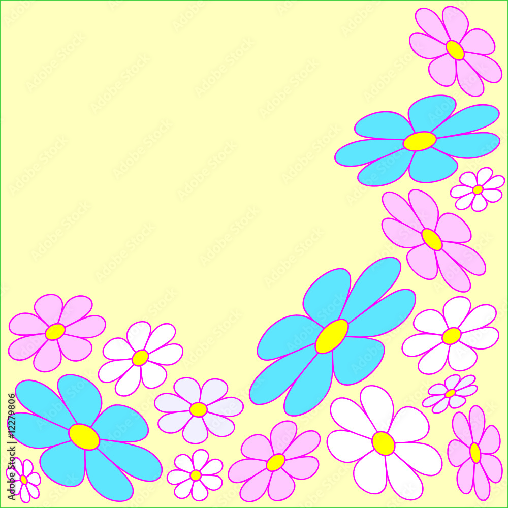 spring floral pattern on yellow