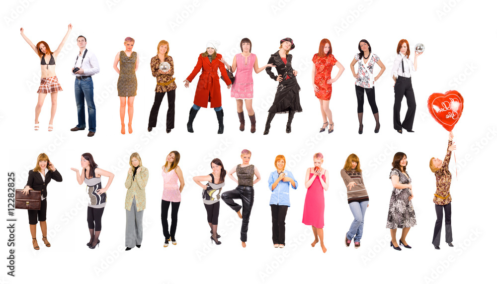 Group of people isolated over white Group of people isolated over white