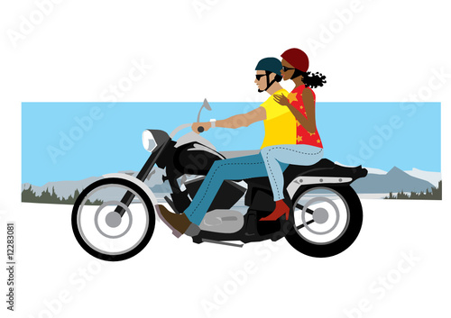 Couple on motorcycle