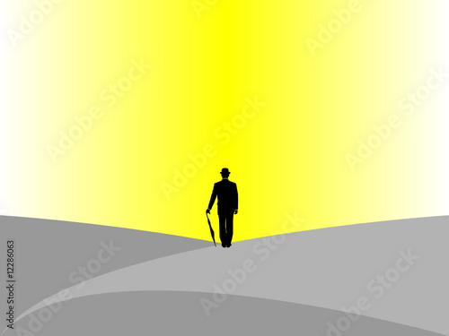 business man with bowler hat and umbrella