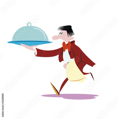 waiter cartoon illustration