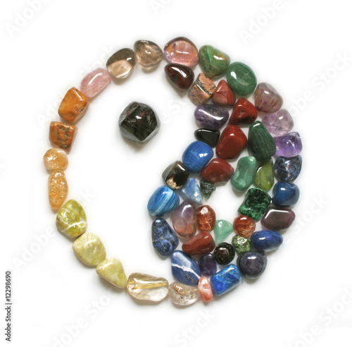 Yin Yang Symbol created in tumbled stones