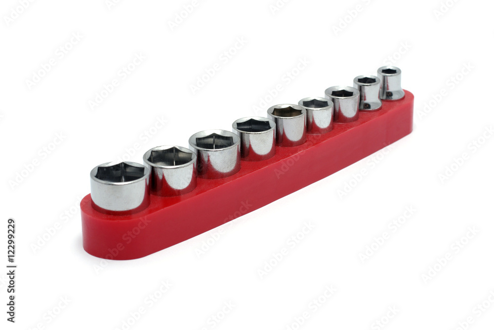 Set of socket wrenches isolated on white background. Set of socket wrenches isolated on white background.