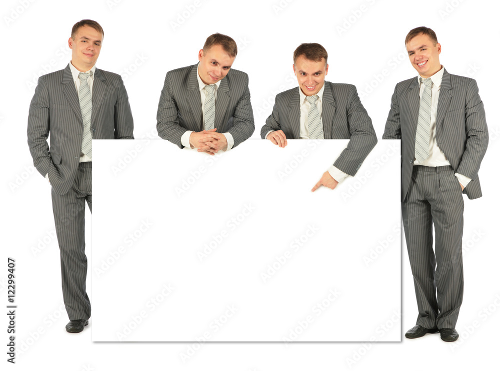 business people of four with board for text business people of four with board for text