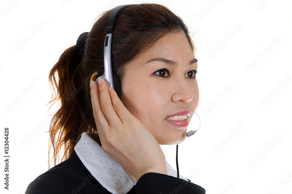 Friendly Customer Representative with headset Friendly Customer Representative with headset