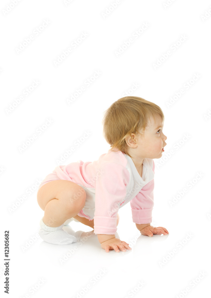 Small baby make gymnastic exercise isolated Small baby make gymnastic exercise isolated