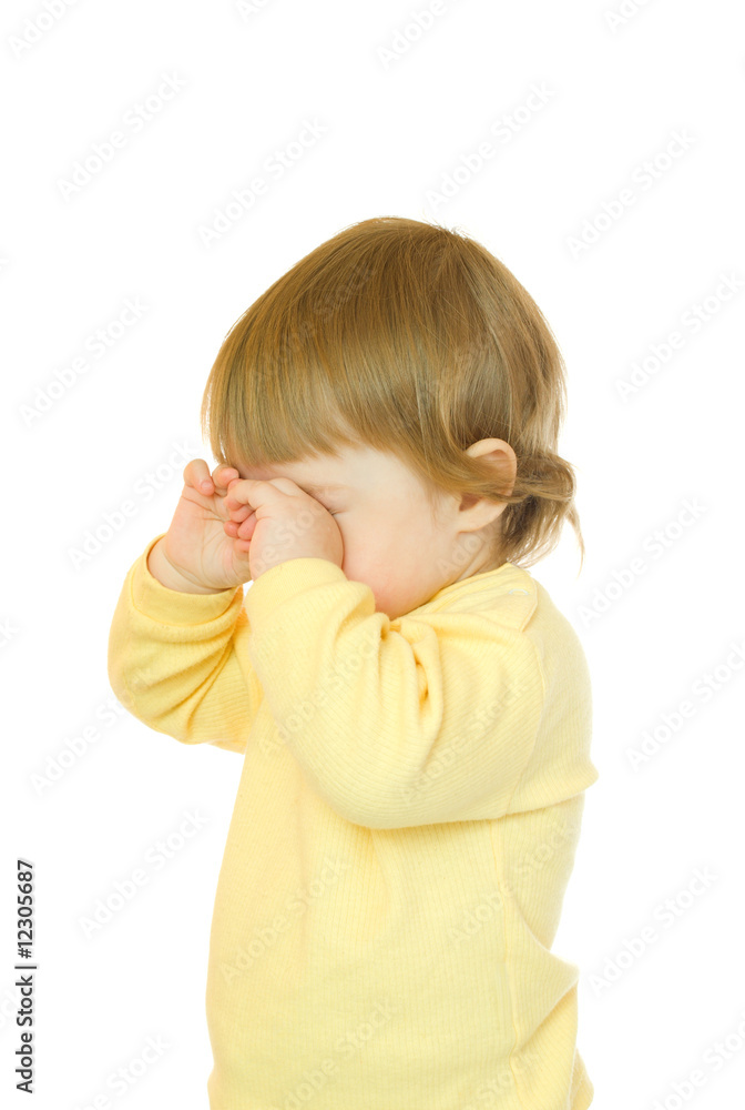 Small baby in yellow dress isolated Small baby in yellow dress isolated