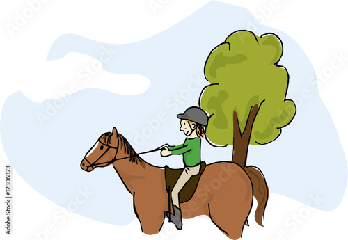 reitendes Mädchen auf fuchsfarbenen Pferd