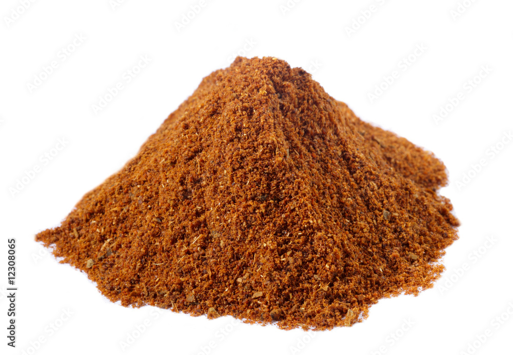 spices - pile of Tikka masala over white spices - pile of Tikka masala over white