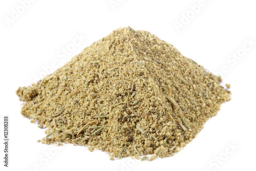 spices - pile of Lamb seasoning mix over white