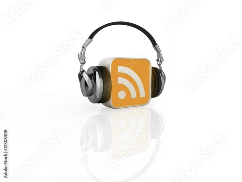RSS logo with headphones