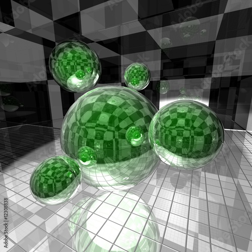 green reflection balls photo