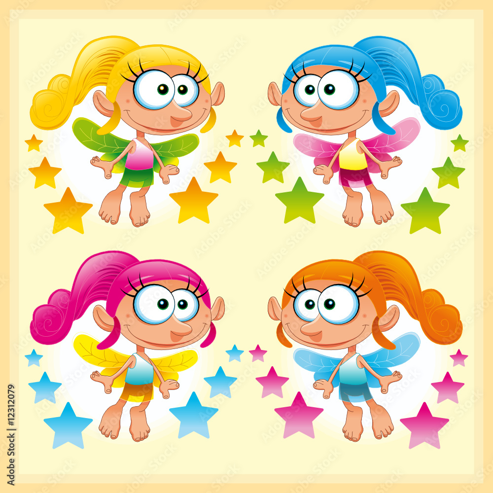 Set of funny Fairy - vector and cartoon characters Set of funny Fairy - vector and cartoon characters