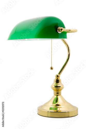 A classic bankers lamp isolated on a white background