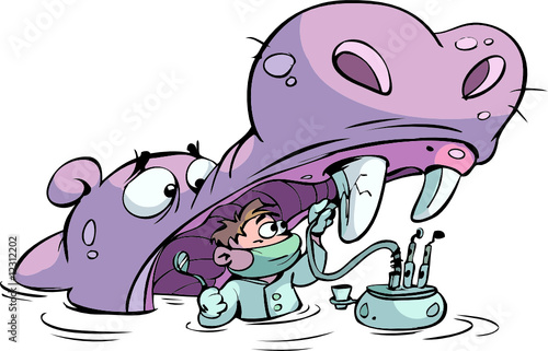 Dentist working on hippo