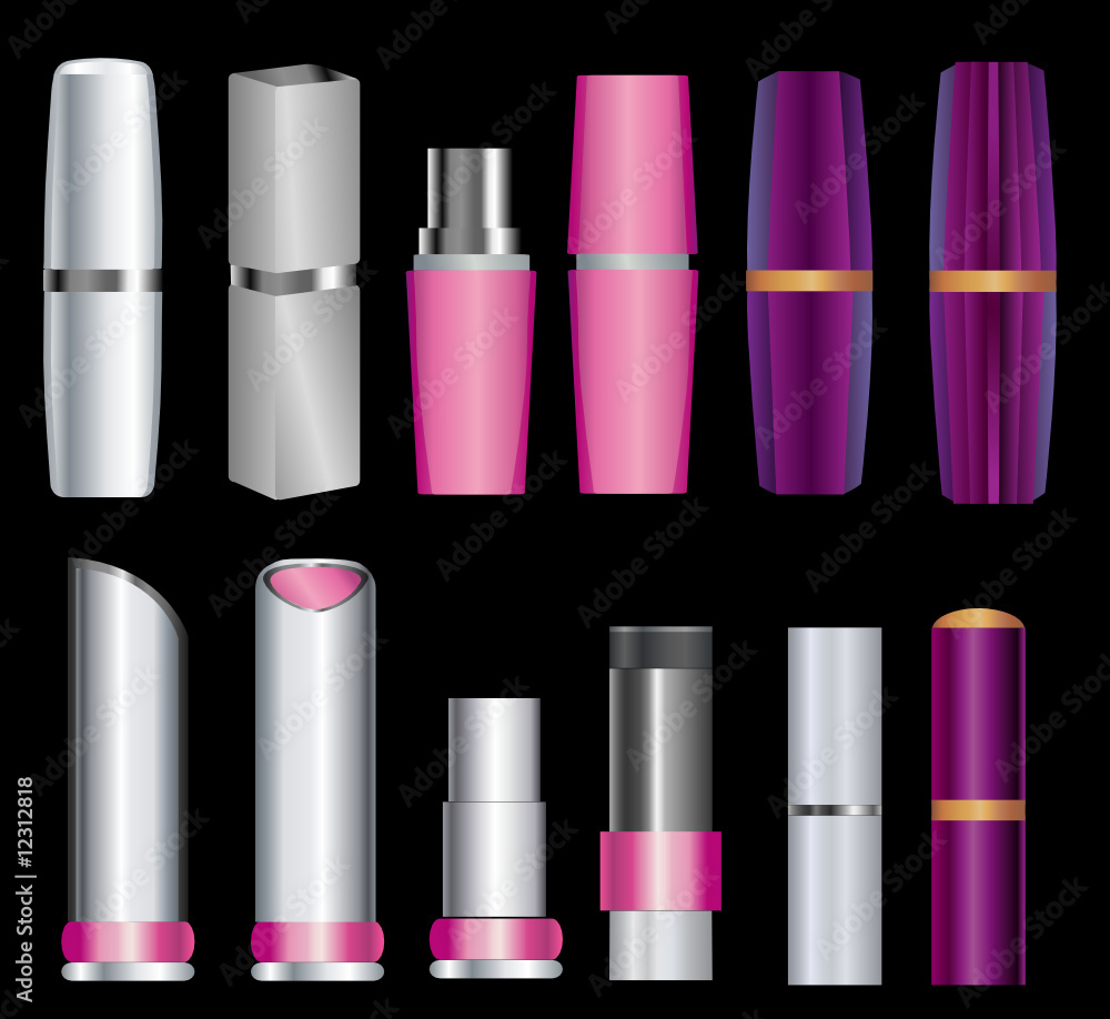 Big set of trendy colorful lipstick packages Big set of trendy colorful lipstick packages