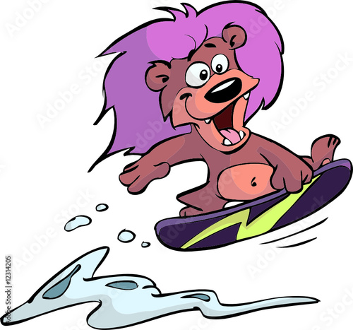 snowboarding lion