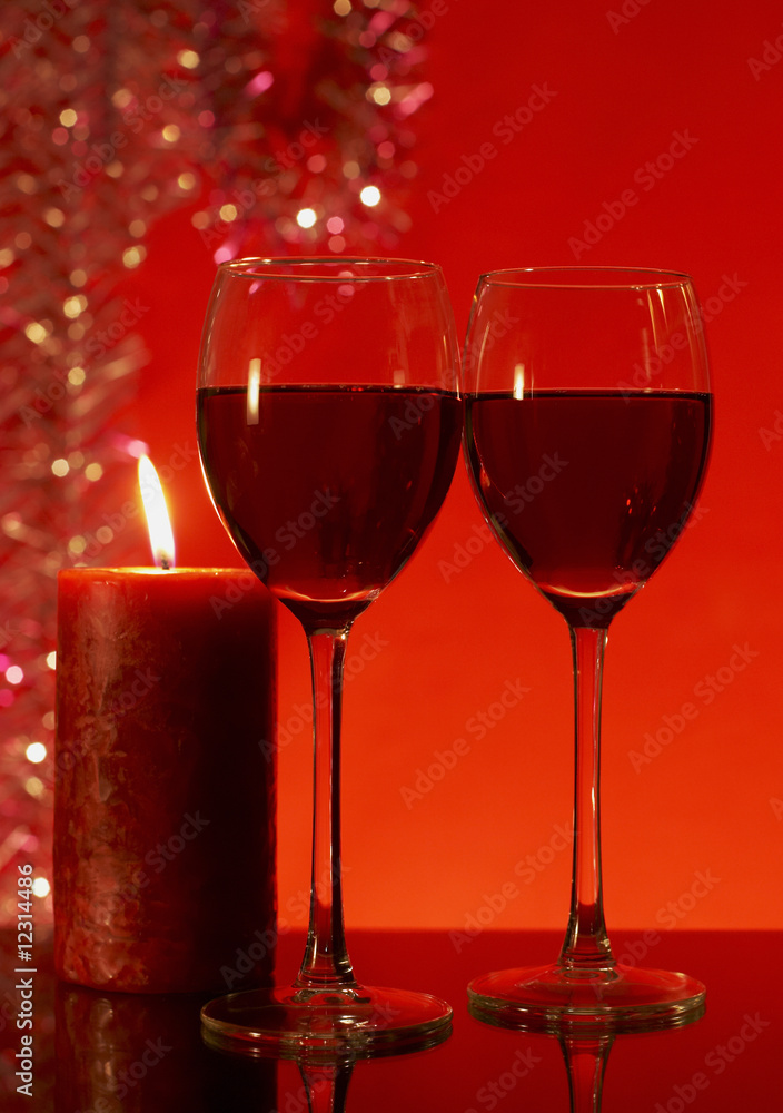 Two glasses of red wine