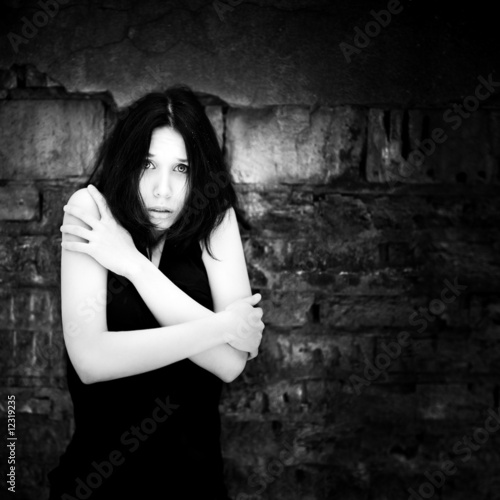 Young scared woman portrait © chaossart