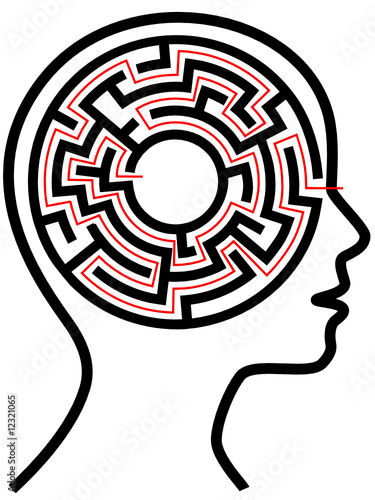 Circle Maze Puzzle as a Brain in Outline Profile