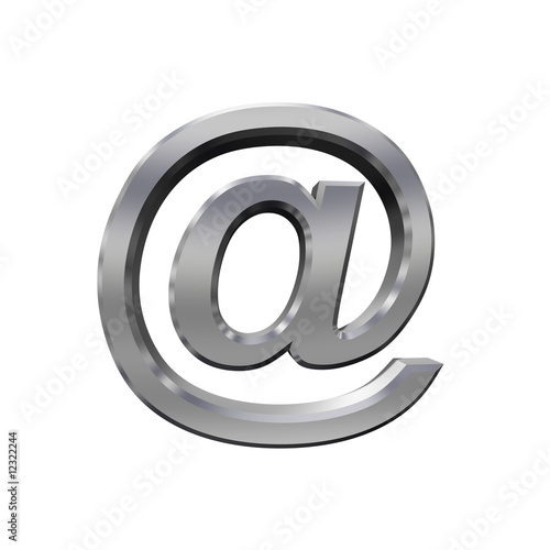 Chrome e-mail sign isolated on white.