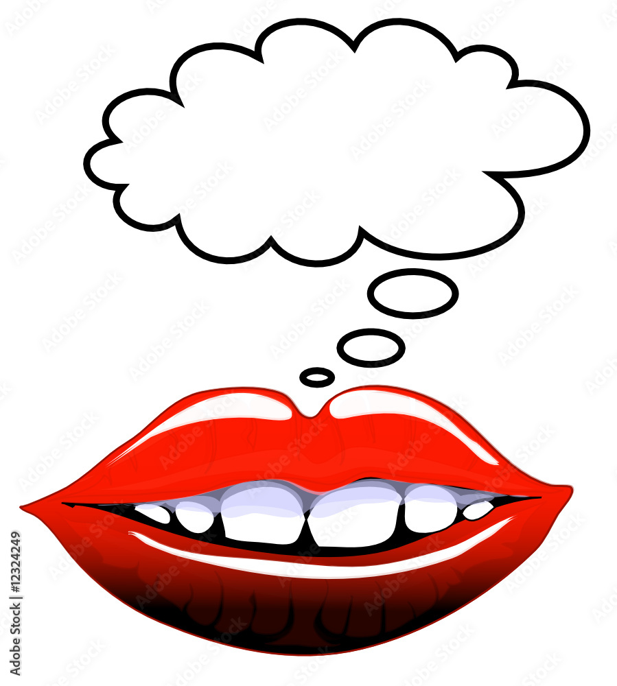 Comic style lips with blank speech bubble Comic style lips with blank speech bubble