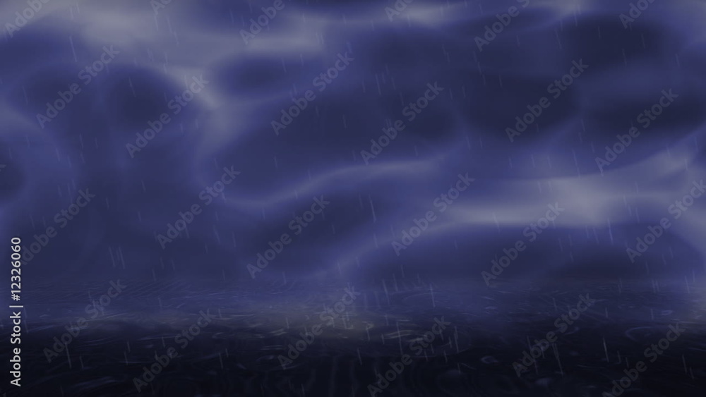 Blue background with heavy rain and lightning Blue background with heavy rain and lightning