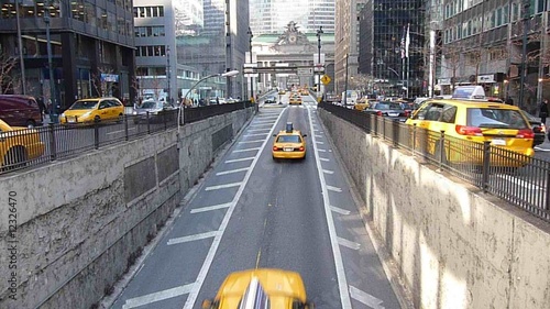 NYC traffic with yellow taxi cabs
