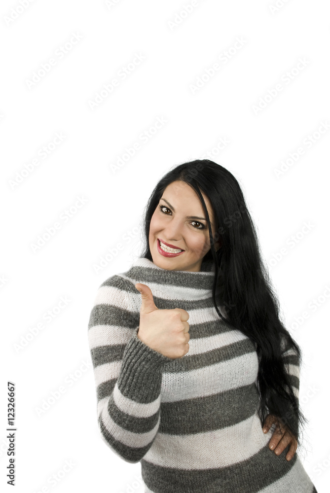 Woman giving thumbs up