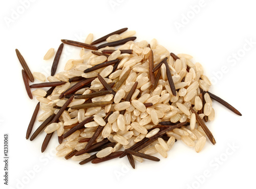 Natural and wild rice isolated on white background