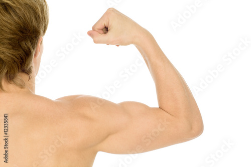 Man flexing biceps