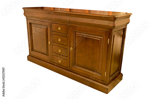 wooden dresser classic over white background