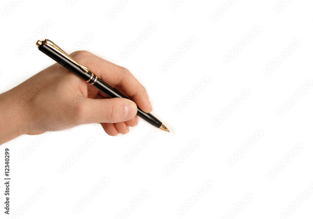 Left handed child writing on white paper Left handed child writing on white paper
