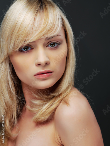 Close-up portrait of sexy young blond woman