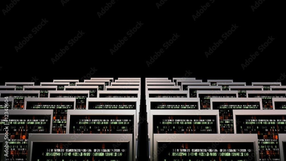 Laptops with animated random numbers on the screen Laptops with animated random numbers on the screen