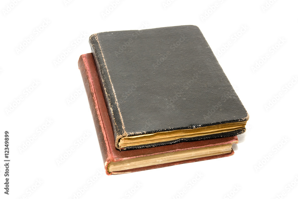 Two antique book isolated on white. Two antique book isolated on white.