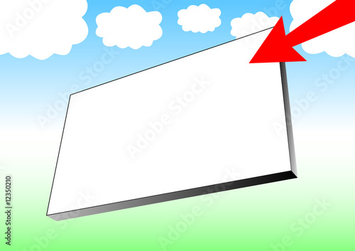 werbebanner vor blauem himmel mit weissen wolken